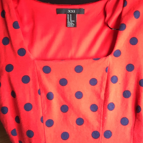Forever 21 red and navy polka dot top - Picture 2 of 2